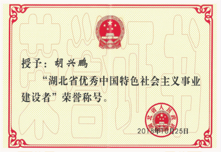 “湖北省优秀中国特色社会主义事业建设者” 荣誉称号