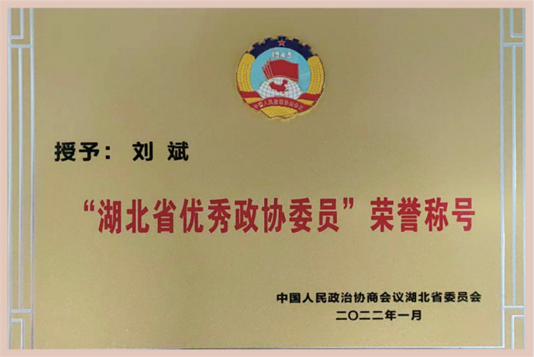 “湖北省优秀政协委员” 荣誉称号